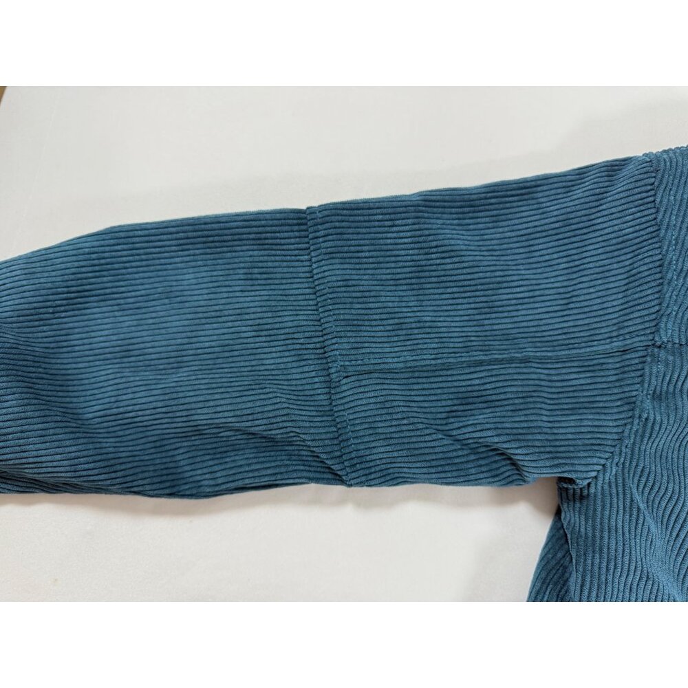 Women’s Y2K Teal Corduroy Sherpa Lined Zip Hoodie Jacket Large Cozy Retro Soft - Picture 4 of 12